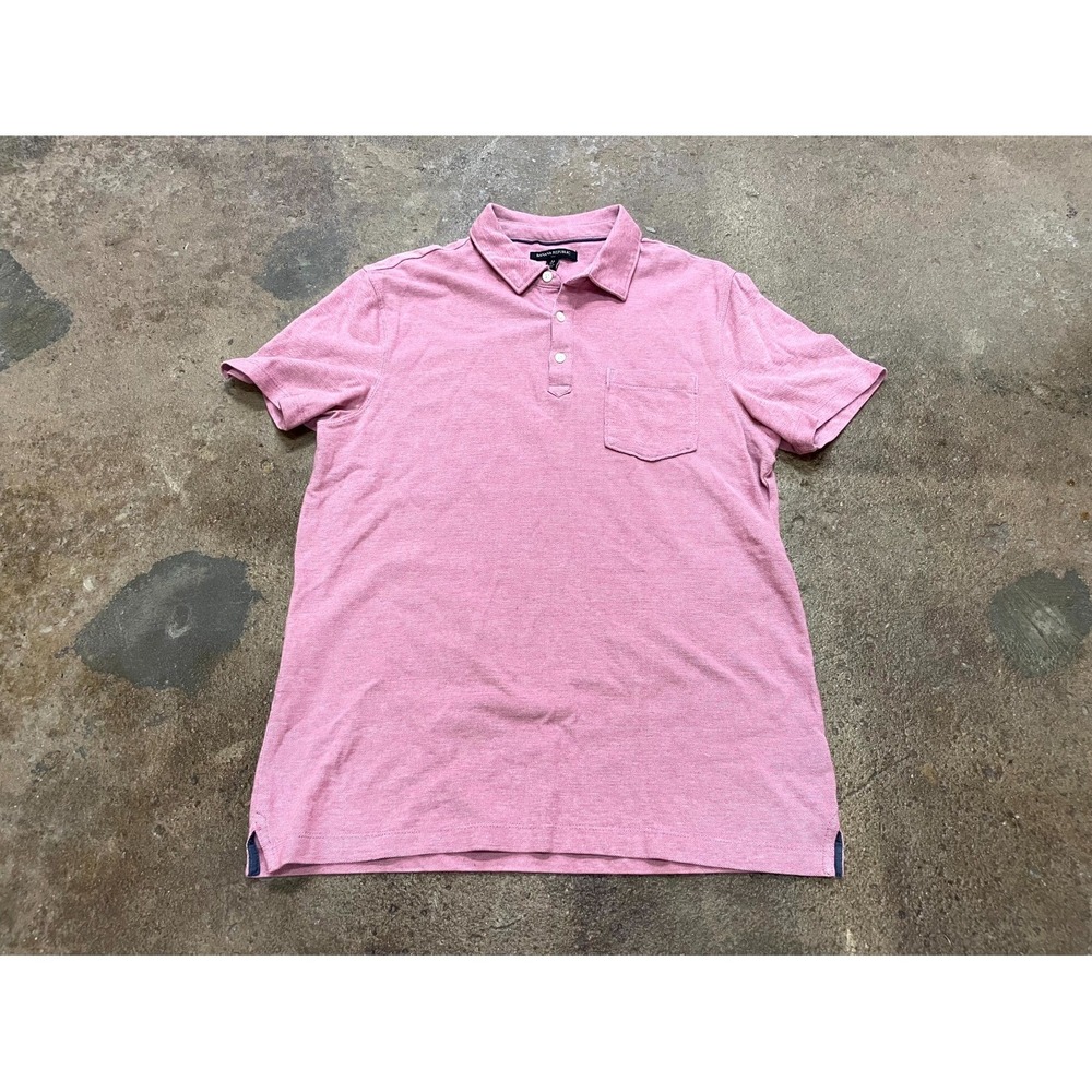 Banana‎ Republic Polo Shirt Mens Medium Pink Cotton 1/4 Button Performance Golf